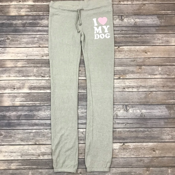 New Wildfox “I Love My Dog” Jogger Sweatpants - Picture 2 of 7